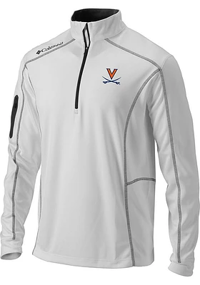 Columbia Virginia Cavaliers Mens White Shotgun Long Sleeve Qtr Zip Pullover