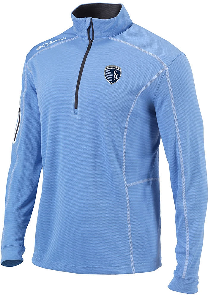 Columbia Sporting Kansas City Mens Light Blue Shogun Design Long Sleeve Qtr Zip Pullover