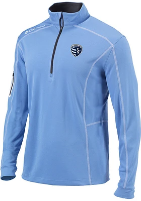 Columbia Sporting Kansas City Mens Light Blue Shogun Design Long Sleeve Qtr Zip Pullover