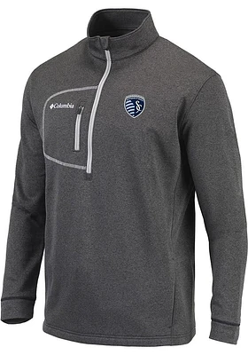 Columbia Sporting Kansas City Mens Charcoal Explorer Long Sleeve Qtr Zip Pullover