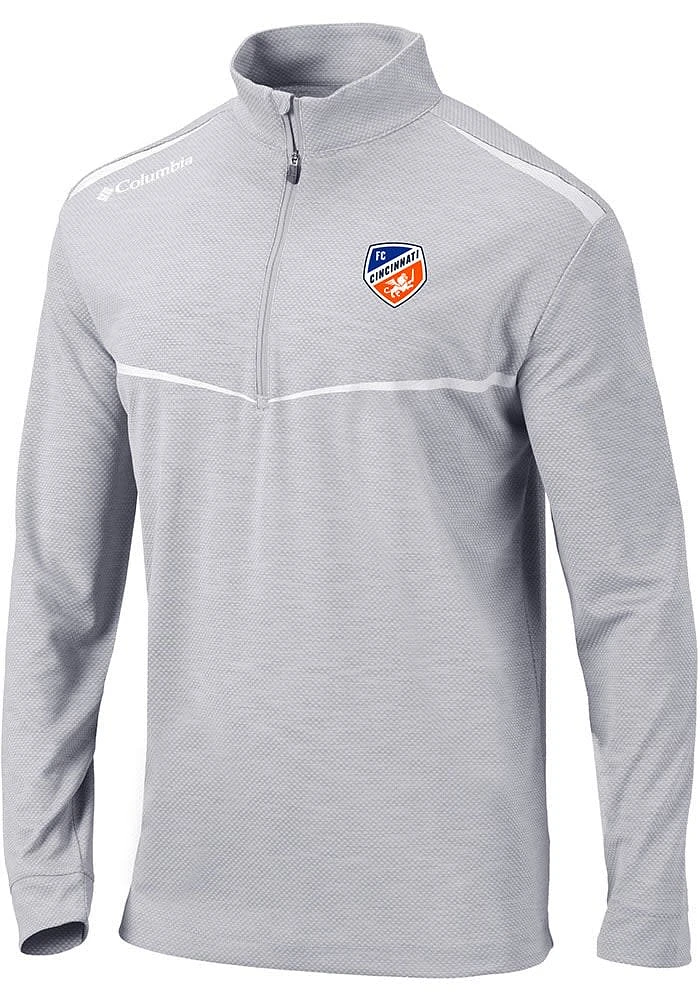 Columbia FC Cincinnati Mens Grey Scorecard Long Sleeve Qtr Zip Pullover