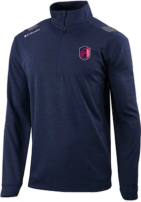 Columbia St Louis City SC Mens Navy Blue OAKLAND DOWNS Long Sleeve Qtr Zip Pullover