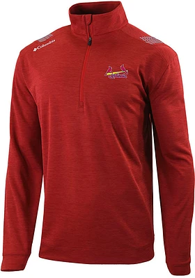 Columbia St Louis Cardinals Mens Red Oakland Downs Long Sleeve Qtr Zip Pullover