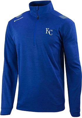 Columbia Kansas City Royals Mens Blue Oakland Downs Long Sleeve Qtr Zip Pullover