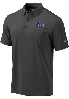Columbia Pitt Panthers Mens Charcoal Drive Short Sleeve Polo