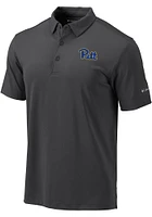 Columbia Pitt Panthers Mens Charcoal Drive Short Sleeve Polo
