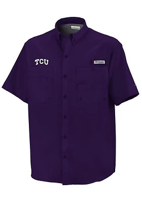 Columbia TCU Horned Frogs Mens Tamiami Short Sleeve Dress Shirt