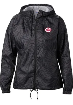 Columbia Cincinnati Reds Womens Black Heat Seal Printed Flash Forward Light Weight Jacket