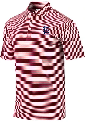 Columbia St Louis Cardinals Mens Red Club Invite Short Sleeve Polo