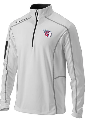Columbia Cleveland Guardians Mens White Shotgun Long Sleeve Qtr Zip Pullover