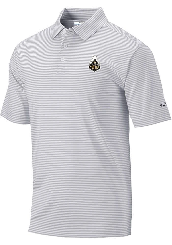 Columbia Purdue Boilermakers Mens Grey Club Invite Short Sleeve Polo