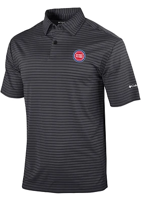 Columbia Detroit Pistons Mens Black Smooth Roll Short Sleeve Polo