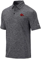 Columbia Arkansas Razorbacks Mens Black Final Round Short Sleeve Polo