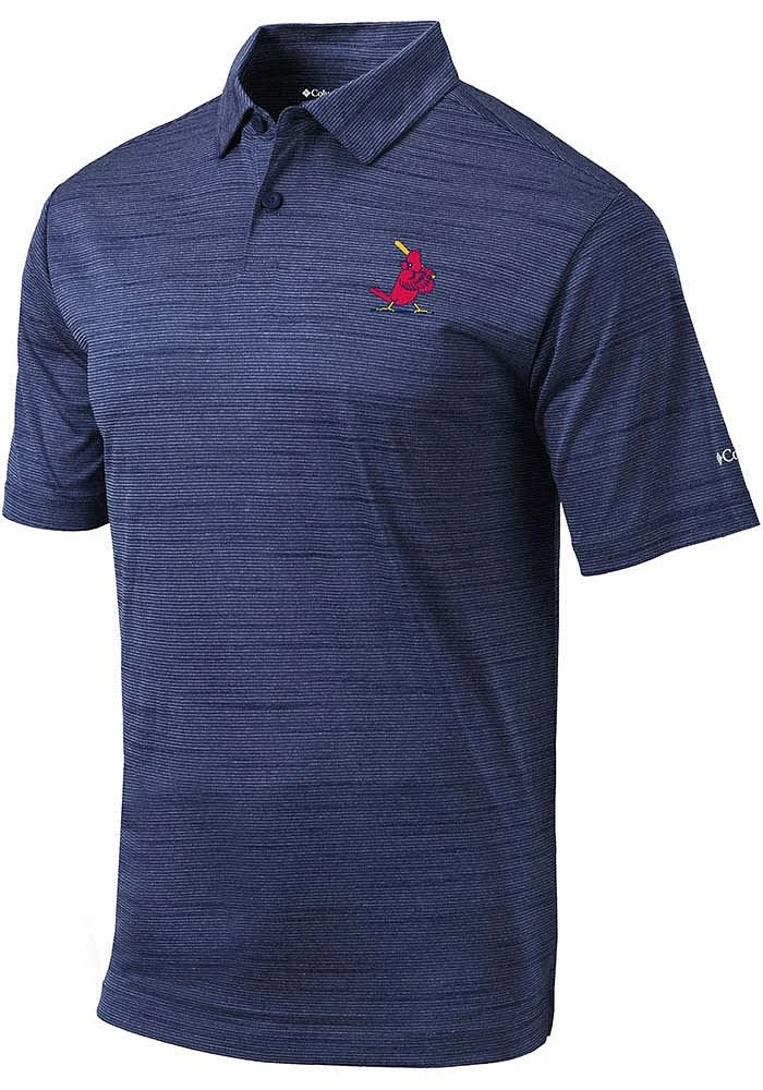 Columbia St Louis Cardinals Mens Navy Blue Set Short Sleeve Polo