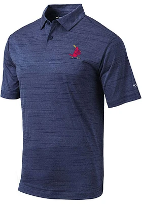 Columbia St Louis Cardinals Mens Navy Blue Set Short Sleeve Polo