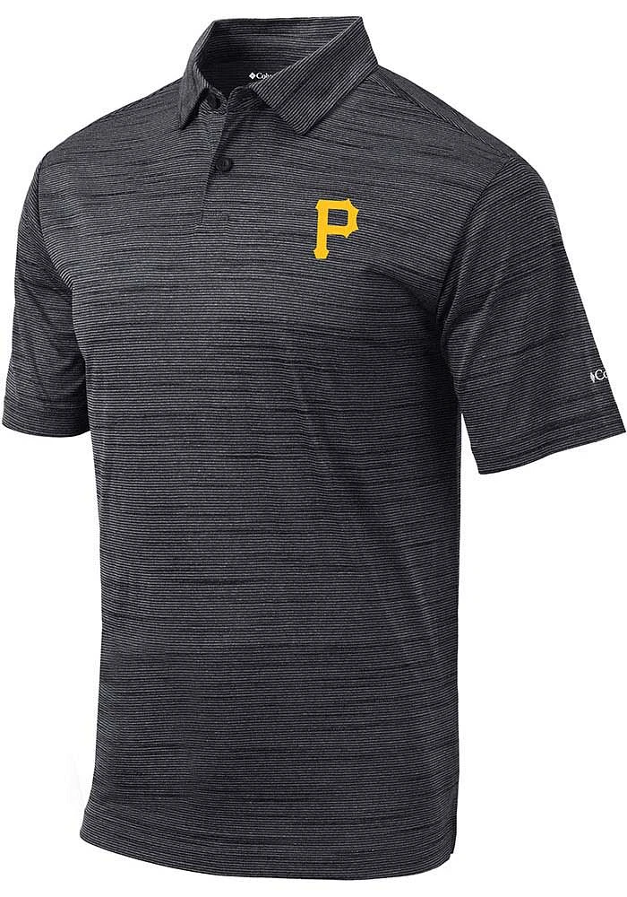 Columbia Pittsburgh Pirates Mens Black Set Short Sleeve Polo