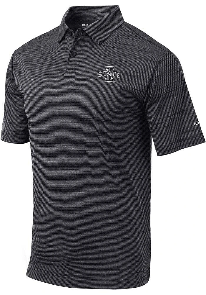 Columbia Iowa State Cyclones Mens Black Set Design Short Sleeve Polo