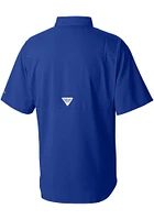 Columbia Texas Rangers Mens Blue Tamiami SS Woven Short Sleeve Dress Shirt