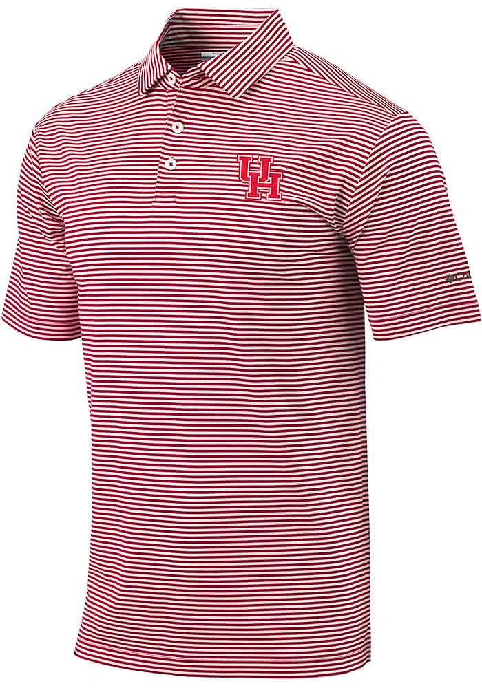 Columbia Houston Cougars Mens Red Club Invite Short Sleeve Polo