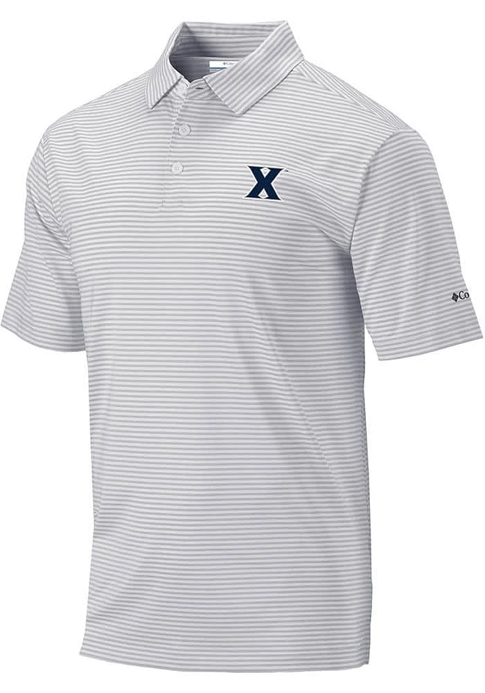 Columbia Xavier Musketeers Mens Grey Club Invite Short Sleeve Polo