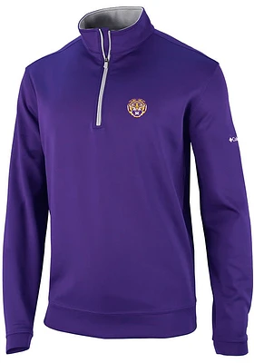 Columbia LSU Tigers Mens Purple Wickham Hills Long Sleeve Qtr Zip Pullover