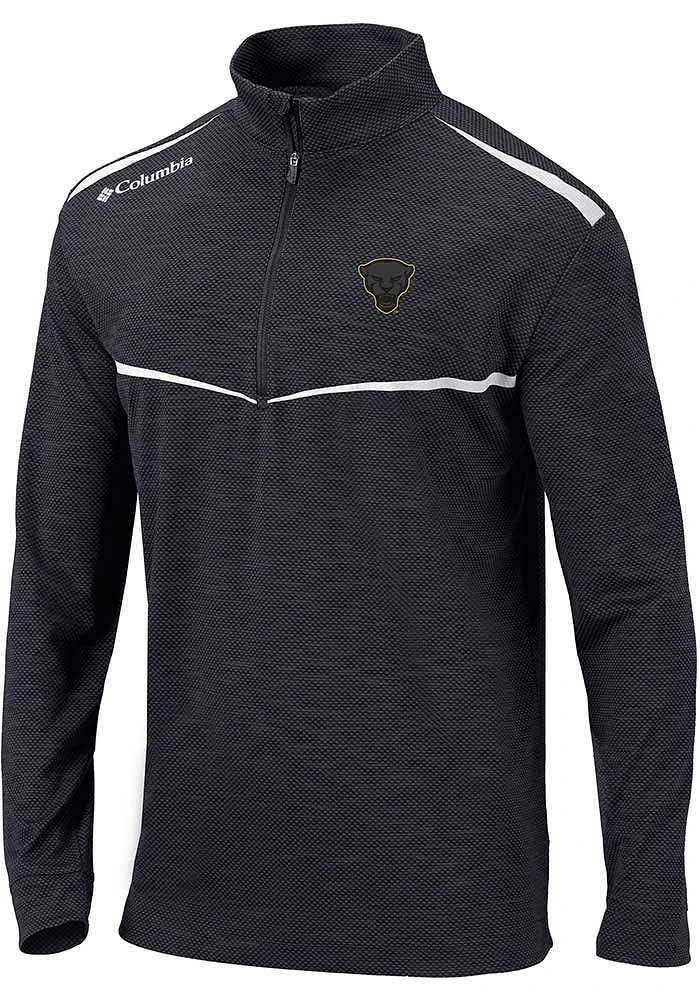 Columbia Pitt Panthers Mens Black Scorecard Long Sleeve Qtr Zip Pullover