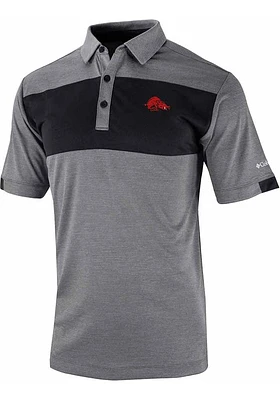 Columbia Arkansas Razorbacks Mens Black Total Control Short Sleeve Polo