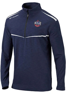 Columbia New Orleans Pelicans Mens Navy Blue Scorecard Long Sleeve Qtr Zip Pullover