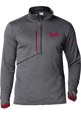 Columbia Cincinnati Reds Mens Grey Park View Long Sleeve 1/4 Zip Pullover