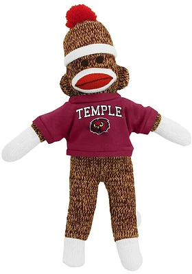 Temple Owls 8 Inch Sock Monkey Plush - Grey
