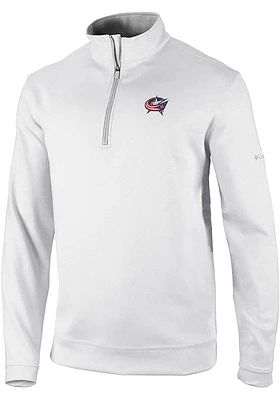 Columbia Columbus Blue Jackets Mens White Wickham Hills Long Sleeve Qtr Zip Pullover