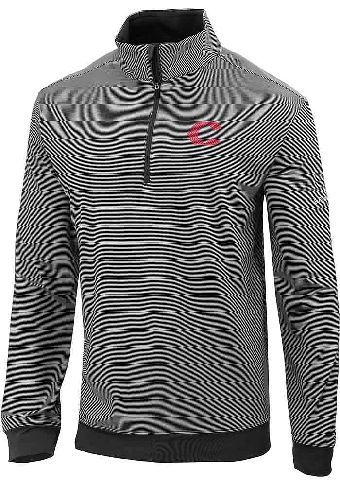 Columbia Cincinnati Reds Mens Black Even Lie Long Sleeve 1/4 Zip Pullover