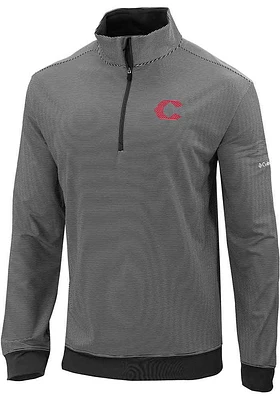 Columbia Cincinnati Reds Mens Black Even Lie Long Sleeve Qtr Zip Pullover