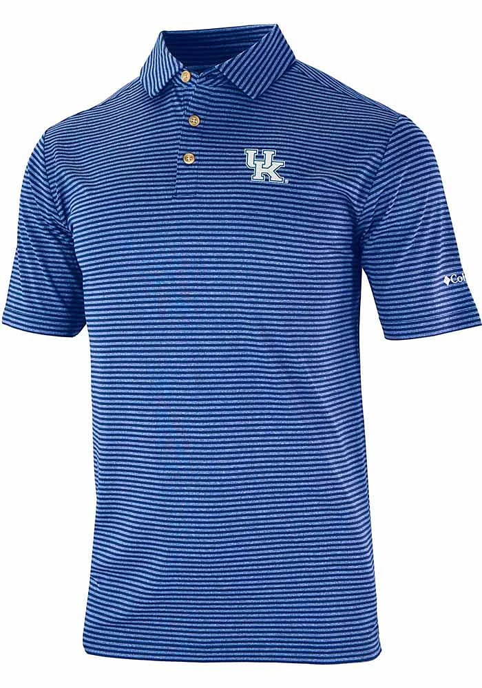 Columbia Kentucky Wildcats Mens Blue Invite II Short Sleeve Polo