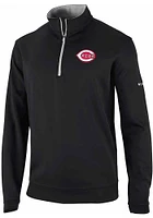 Columbia Cincinnati Reds Mens Black Wickham Hills Long Sleeve Qtr Zip Pullover