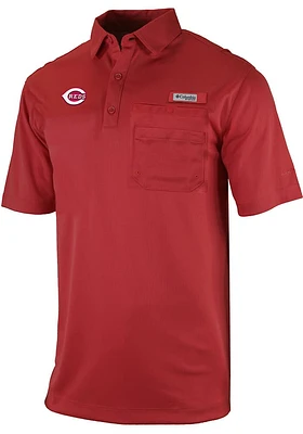 Columbia Cincinnati Reds Mens Red Flycaster Short Sleeve Polo