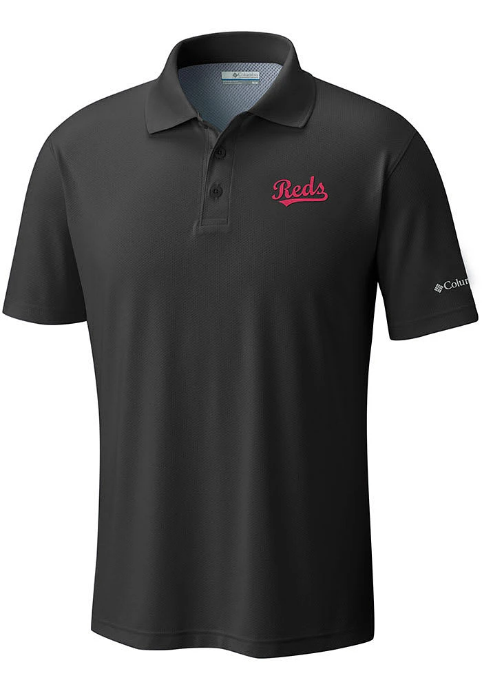 Columbia Cincinnati Reds Mens Black Drag Short Sleeve Polo