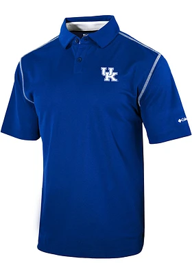 Columbia Kentucky Wildcats Mens Blue High Stakes Short Sleeve Polo