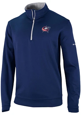 Columbia Columbus Blue Jackets Mens Navy Blue Heat Seal Omni Wick Wickhams Hills Long Sleeve Qtr..