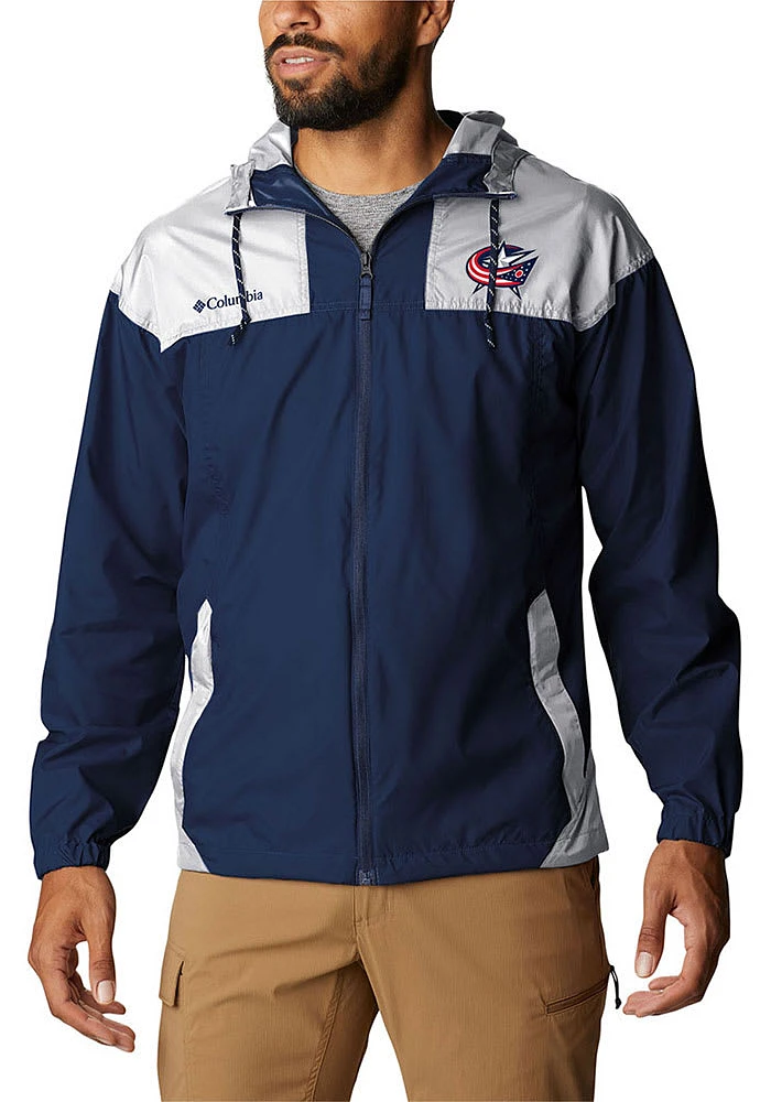 Columbia Columbus Blue Jackets Mens Navy Heat Seal Flash Challenger Light Weight Jacket