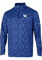 Columbia Kentucky Wildcats Mens Blue Wickham Hills Honeycomb Long Sleeve Qtr Zip Pullover