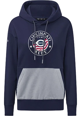 Levelwear Cincinnati Reds Womens Navy Blue Bonfire Americana Hooded Sweatshirt