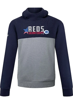 Levelwear Cincinnati Reds Mens Navy Blue Bracket Americana Long Sleeve Hoodie