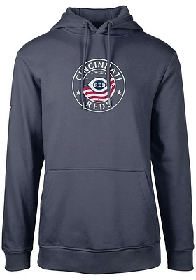 Levelwear Cincinnati Reds Mens Navy Blue Podium Americana Long Sleeve Hoodie