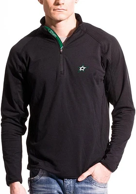 Levelwear Dallas Stars Mens Black Metro Text Long Sleeve Qtr Zip Pullover
