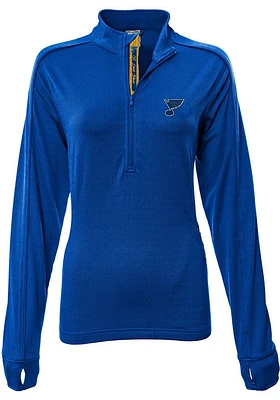 Levelwear St Louis Blues Womens Blue Pacer Aztext Script Qtr Zip Pullover