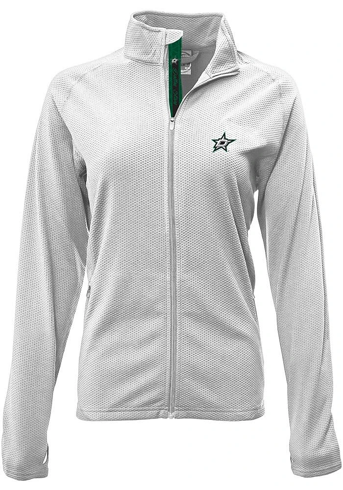 Levelwear Dallas Stars Womens White Progression Aztext Script Long Sleeve Full Zip Jacket