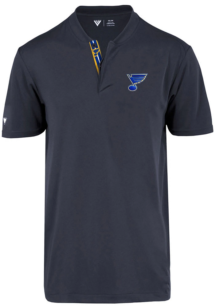 Levelwear St Louis Blues Mens Navy Blue Spark Overlap Short Sleeve Polo