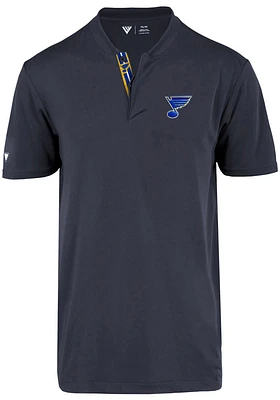 Levelwear St Louis Blues Mens Navy Blue Spark Overlap Short Sleeve Polo