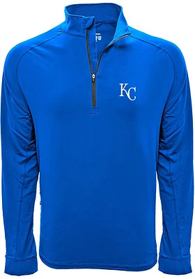 Levelwear Kansas City Royals Mens Blue Peak Embroidery Long Sleeve Qtr Zip Pullover